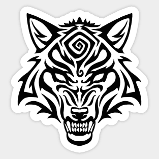 Tribal Wolf Snarl - Black Spiral Sticker